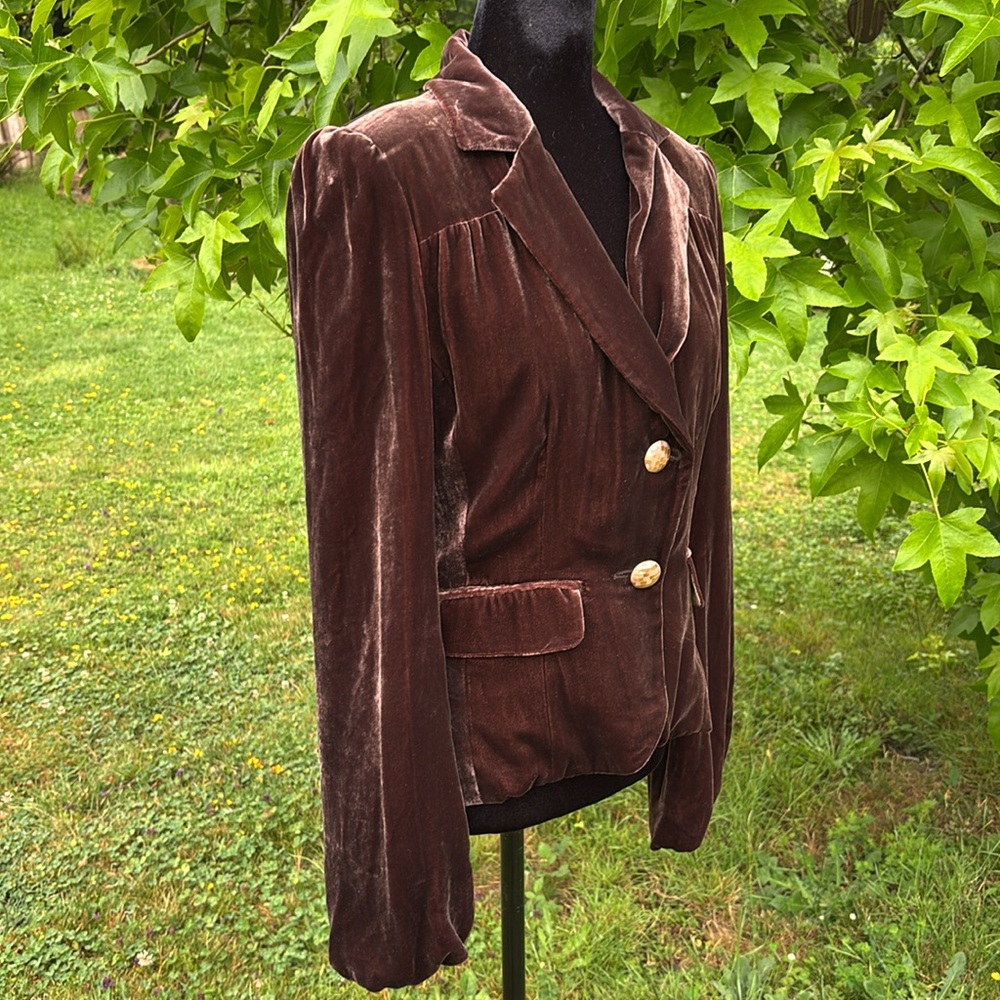 Jak & Rae Elegant Brown Velvet Women's Blazer - Picture 5 of 12